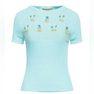 Light Blue Floral Knit Top
